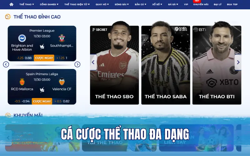 Cá cược thể thao đa dạng bộ môn cùng tỷ lệ cược cạnh tranh nhất